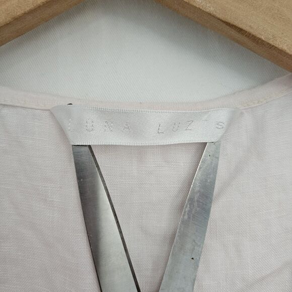 Luna Luz Linen Pink Pocket Dress Womens Size Small Sleeveless Lagenlook# 746 - Picture 6 of 15